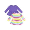 Little Star Organic Baby & Toddler Girl 2 Pk Long Sleeve Brights Peplum Shirt, Size 6 Months-5T
