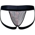 thumbnail image 2 of JOCKMAIL Mens Sexy Thong Underwear Low Rise Leopard Pattern Playful Printed Men's Jockstraps Athletic Supporters, 2 of 7