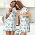 thumbnail image 4 of Naloa Leaf Print Green Print Women Nightgowns,Womens Loungewear,Short Sleeve Sleepwear,Comfy Ladies Nightdress, 4 of 6
