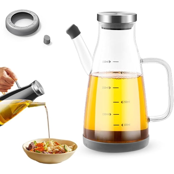 Glass Oil Dispenser Bottle with Drip-Free Spout Food-Grade 550ml | Olive Oil Vinegar Kitchen Storage Container