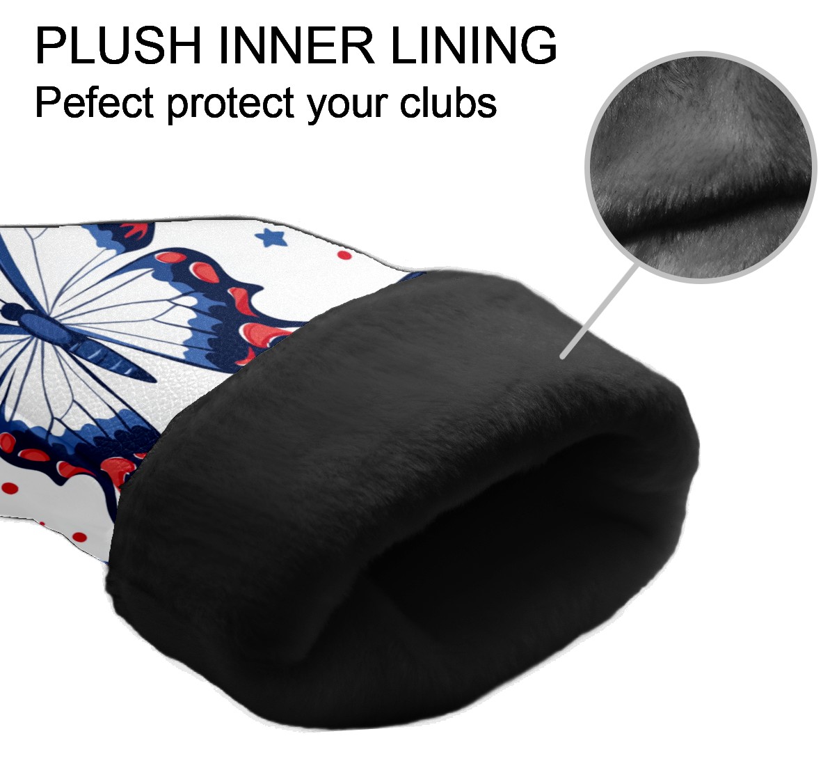Golf Club Covers PU Leather Waterproof Head Covers for Fairway Woods Hybrids Red Blue Butterfly