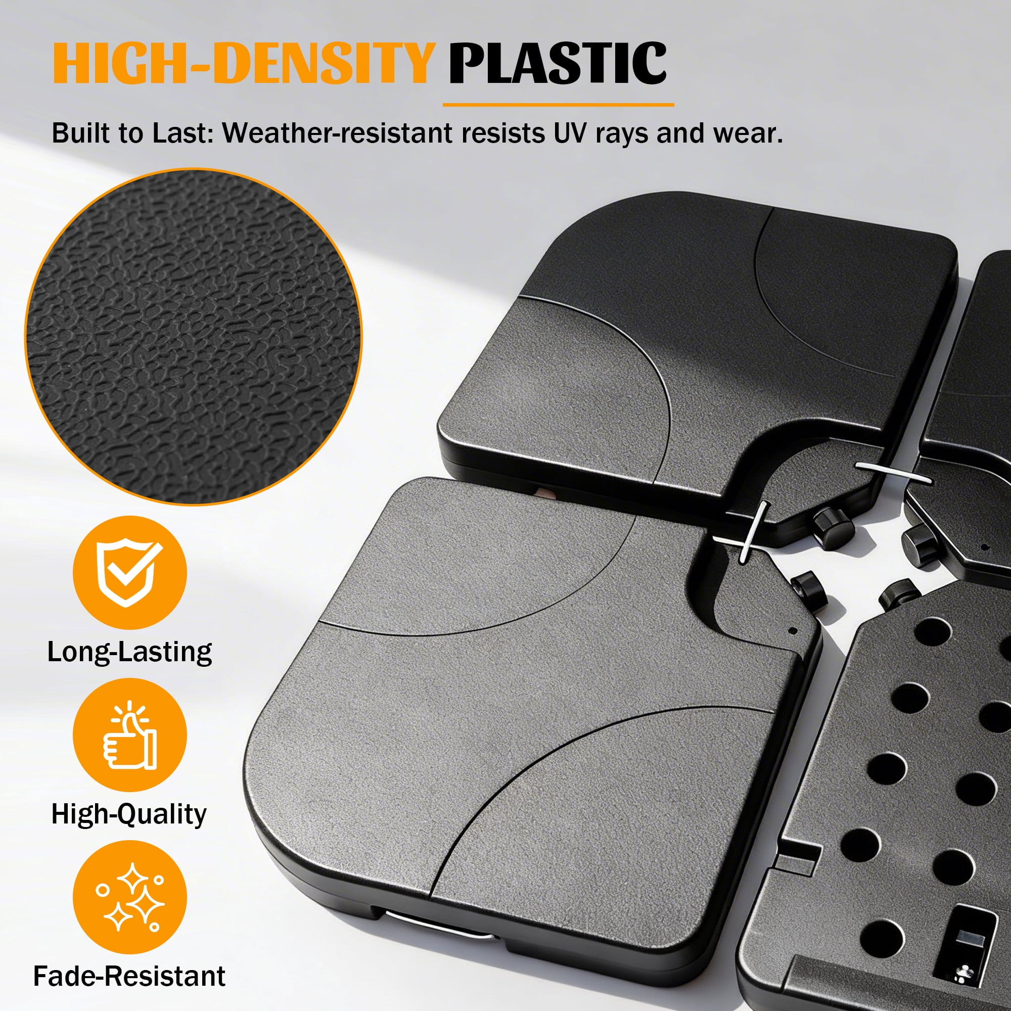 RocVanc Cantilever Offset Umbrella Base Heavy Duty Outdoor Umbrella Stand Base, Sand/Water Filled 4-Piece Plastic Patio Umbrella Base for Garden, Poolside, Black