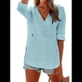 thumbnail image 1 of Sudadera con Capucha para Mujer, de Larga, Cuello en V y Bolsillos, para Playa Azul XXL, 1 of 8