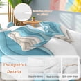 thumbnail image 2 of 3 Piece Aqua Beige Ombre Duvet Cover Set Queen Size,Microfiber Comforter/Quilt Cover with Corner Ties and 2 Pillowcases,Modern Abstract Moire Art Geometric All Season Soft Bedding with Zipper Closure, 2 of 8