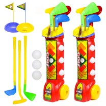 KidPlay Toy Golf Set w/ 3 Golf Balls, 3 Types of Clubs, 2 Practice Holes, Perfect Golf Set (2 Pack)