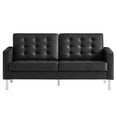 thumbnail image 4 of Modway Loft Tufted Vegan Leather Upholstered Living Room Loveseat in Silver Black, 4 of 8