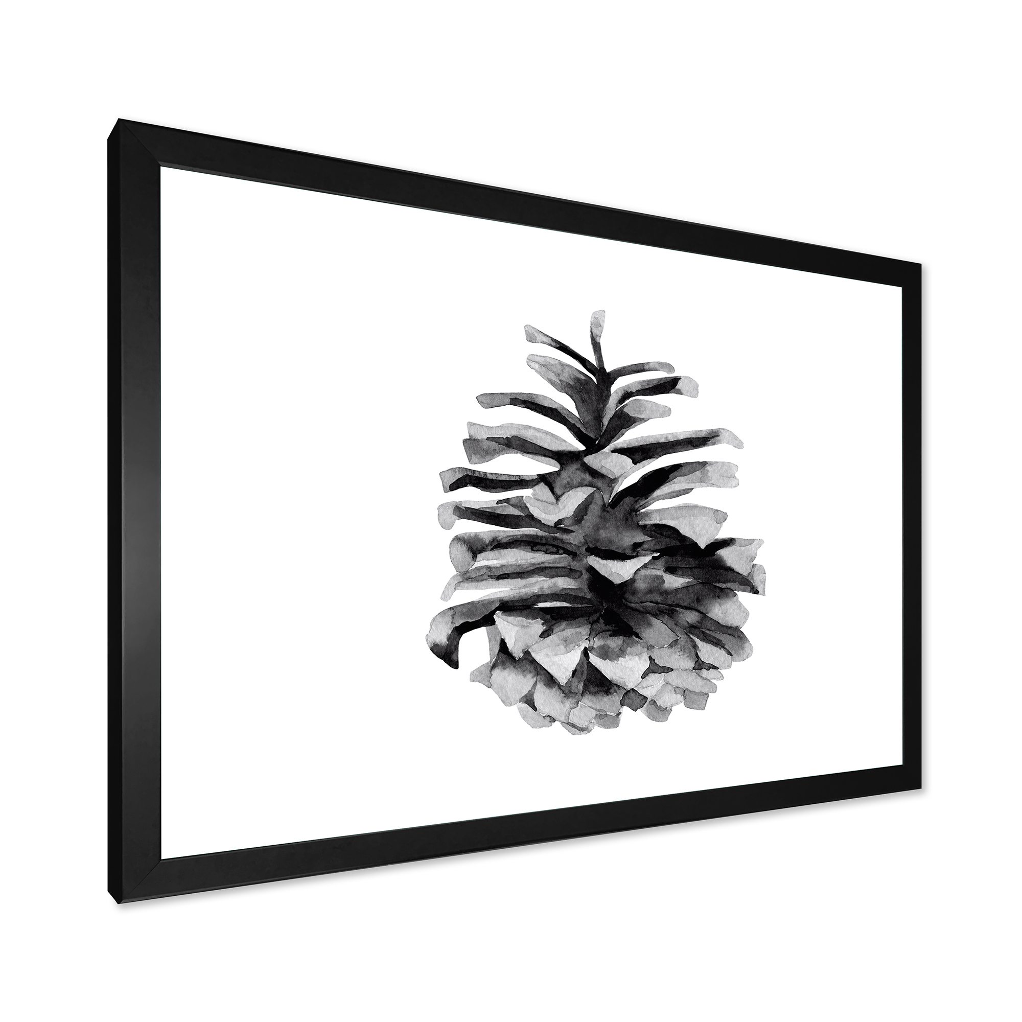 Designart 'Conifer Cone Black and White' Traditional Framed Art Print