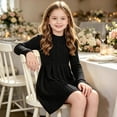 thumbnail image 3 of OGLCCG Girls Ribbed Knit Sweater Dress Crewneck Long Sleeve A-Line Dresses Fall Casual Flowy Swing Dress with Pockets(Black,11-12 Years), 3 of 7