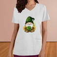 thumbnail image 2 of lcziwo Womens Loose Fit V Neck Scrubs Tops with Pockets St Patricks Day Shamrock Heart Graphic Tees Shirts Holiday Short Sleeve T-Shirt White XXL on Sale Clearance, 2 of 5