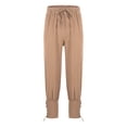 thumbnail image 5 of HOOMEUMY Men's Ankle Banded Cuff Renaissance Pants Medieval Stylish Trousers Pirate Cosplay Costume with Drawstrings Khaki XXL, 5 of 7