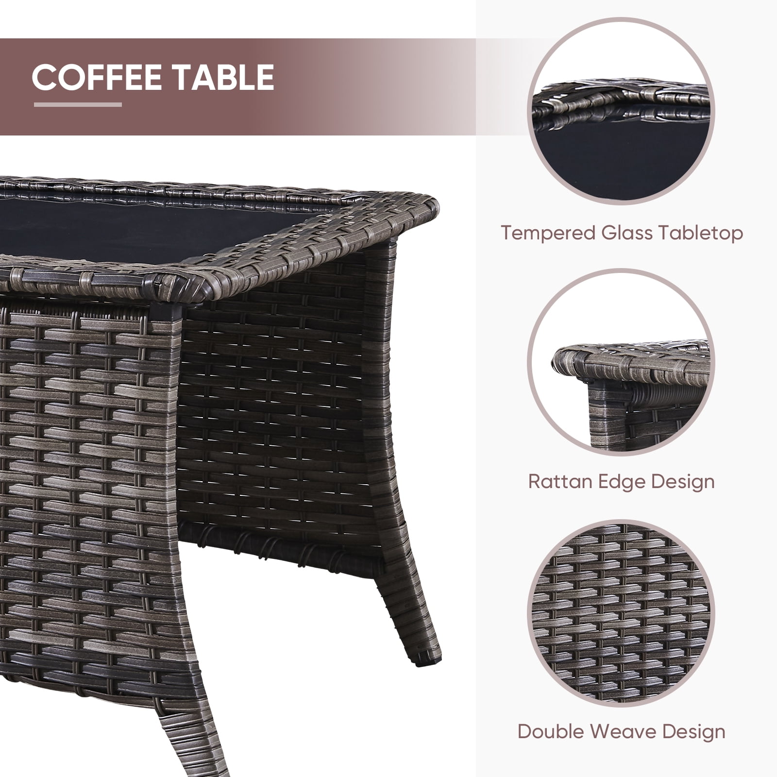 Gymojoy 5-Piece Patio Furniture Set with Rectangular Fire Pit Table, Swivel Rocking Chairs, Outdoor High Back Wicker Rattan Conversation Set with 4-inch Blue Cushions