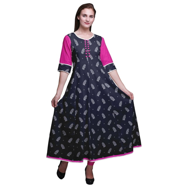 Bimba Anarkali Kurta Imprimée Longue Robe Maxi IndianKurtisFor Femmes Tenue de Fête