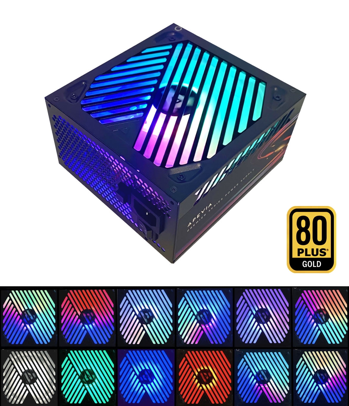 Apevia ATX-PM1000W Premier 1000W (No PCIe 5.0 & No Gen 5 12VHPWR Cable) 80+ Gold Active PFC ATX Semi-Modular Gaming Power Supply with 366 RGB Modes…