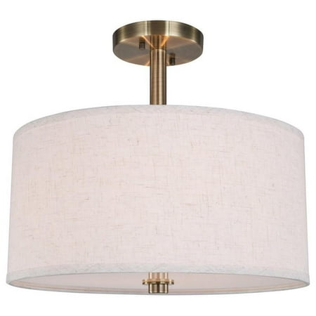 

Woodbridge Lighting Drum 3-Light Fabric LED Semi-Flush Mount in Brass/White
