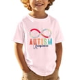 thumbnail image 3 of Boys Graphic Tees Boys Autism Awareness Print Short Sleeve Crewneck Tee Girls Tops Light Pink 11-12 Years, 3 of 5