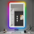 thumbnail image 4 of ANDY STAR 24''x32'' LED Bathroom Mirror, Rounded Lighted Bathroom Mirror RGB Backlit and Front lit,Stepless Dimmable, Memory, Anti-Fog, Lighted Vanity Mirror Wall Mounted White Metal Frame, 4 of 8