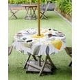 thumbnail image 4 of Hokiten Outdoor Tablecloths with Umbrella Hole & Zipper, Summer Lemon Round Tablecloths 60 Inch, Watercolor Fruit Grey Leaf Waterproof Table Cloth, Patio/Pool/Picnic Table Covers, 4 of 7