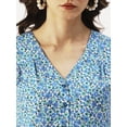 thumbnail image 4 of DressBerry Women’s Printed Poly Crepe Top V Neck Buttoned Front Closure Short Sleeves Waist Length Regular Wear Light Weighted Woven Summer Top, 4 of 7
