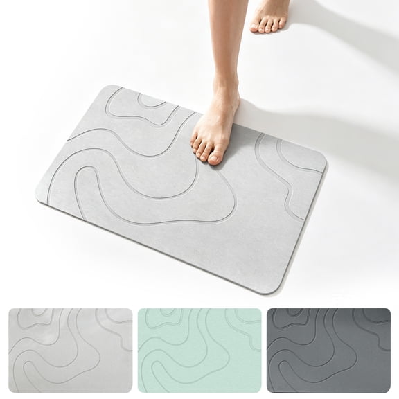 Non Slip Bath Mat for Shower Quick Dry Diatomaceous Earth Bath Mat for Tub Bathroom Floor Mat for Entryway 16 X 24 Inch Dark Gray