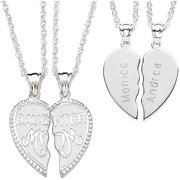 Personalized Mother / Daughter Sterling Silver Shareable Engraved Pendants, 2 chains