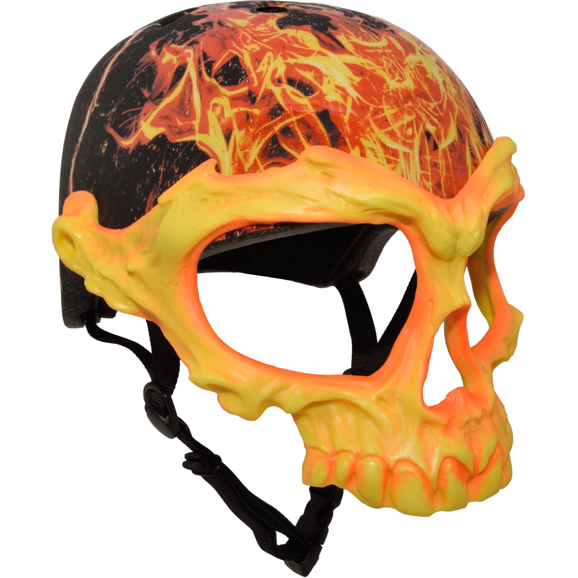 Krash Inferno Skull Mask Youth Bike Skate Helmet, Yellow by Vista Outdoor