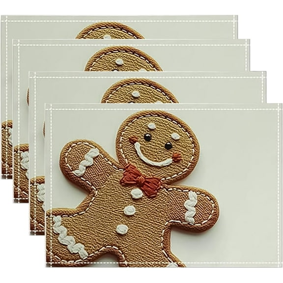 Christmas Placemats, 4Pcs Cute Washable Heat Resistant 12×18 Inch Table Mats Cute Place Mats for Party Outdoor Decoration Kitchen Dining Décor