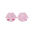 thumbnail image 2 of BemeyourBBs Baby Girl 1/2 Birthday Outfits Half Birthday Clothes Plaid Bubble Romper Half Way To Sweet One Letters Embroidery Doll Collar Long Sleeve Smocked Bodysuit Playsuit, 2 of 9