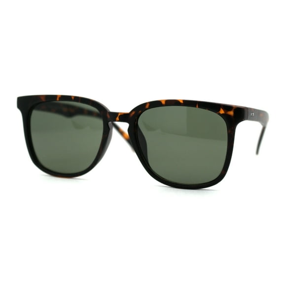 Classic Hipster Rectangular Keyhole Horn Rim Sunglasses Matte Tortoise Green