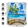 thumbnail image 4 of 3D Palms Ocean Tropical Island Beach Shower Curtain, Fabric Cloth Polyester Waterproof Bath Curtain, Maldives High-Resolution Photography Home Decor Bathroom Textile Leisure Shower Curtain, 4 of 4