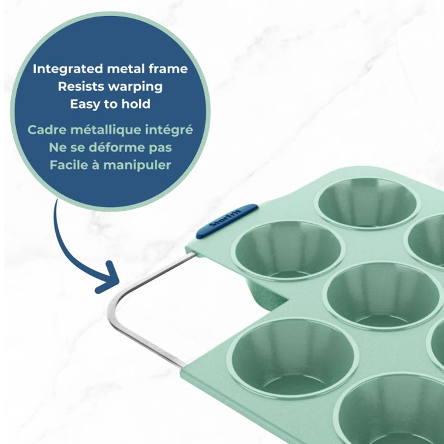 Starfrit 24-Cup Silicone Mini Muffin Pan , 1.75 in Diameter Cups with Integrated Metal Frame