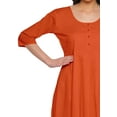 thumbnail image 3 of Moomaya Indian Dresses For Women Kurti 3/4 Sleeve Solid Long Blouse Top, 3 of 5