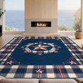 thumbnail image 2 of Design&I 3'x5' Washable Area Rug Welcome Stars Tartan Stripe Layer Door Striped Patriotic Vintage Refined for Home Office, Hallway, Low Profile & Durable Daily Traffic Ready, 2 of 7