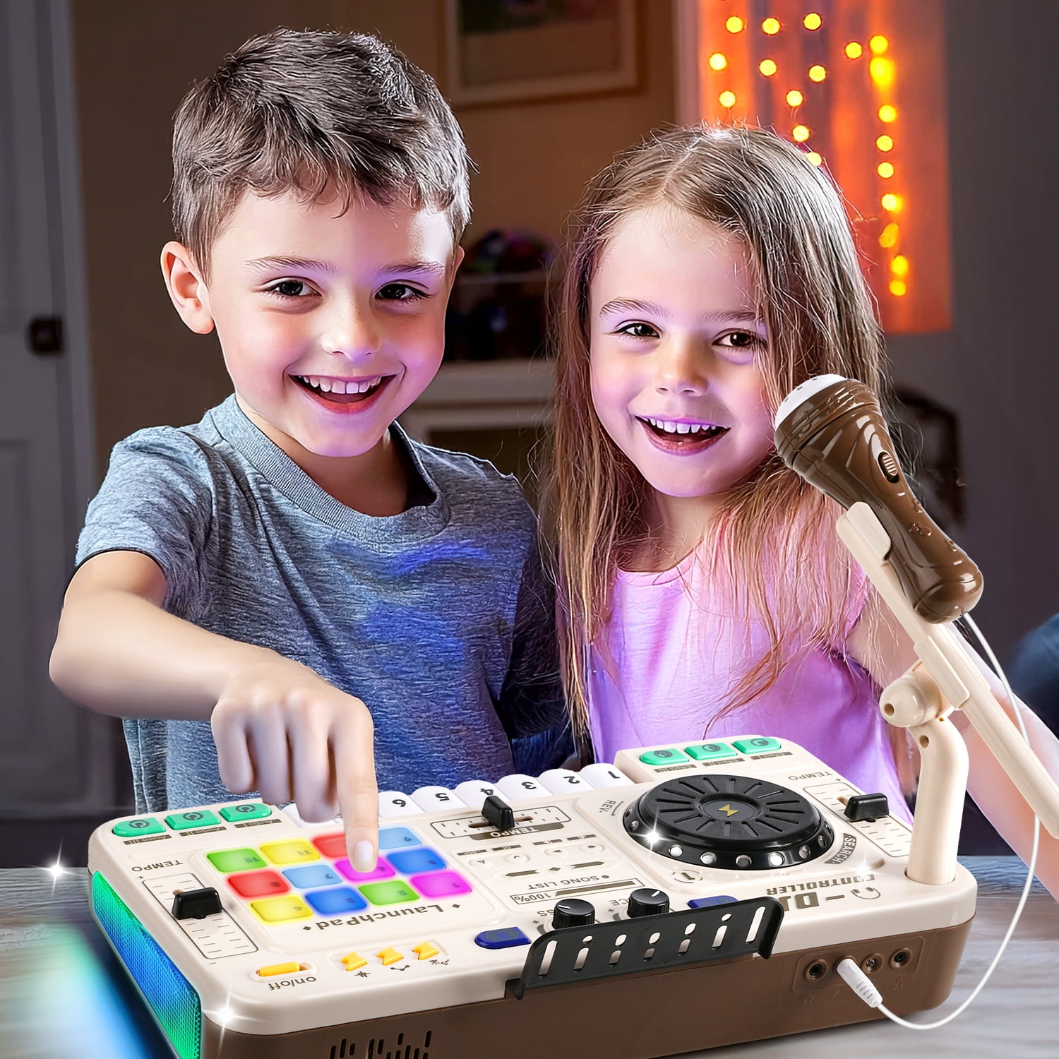 Carsky DJ Mixer Turntable Toy with Bluetooth, Lights & Mic – Music Activity Toy for Kids with Beat Effects, Sound Pads & Record Function Musical Gift for Kids 5-7, 8-12+(White )