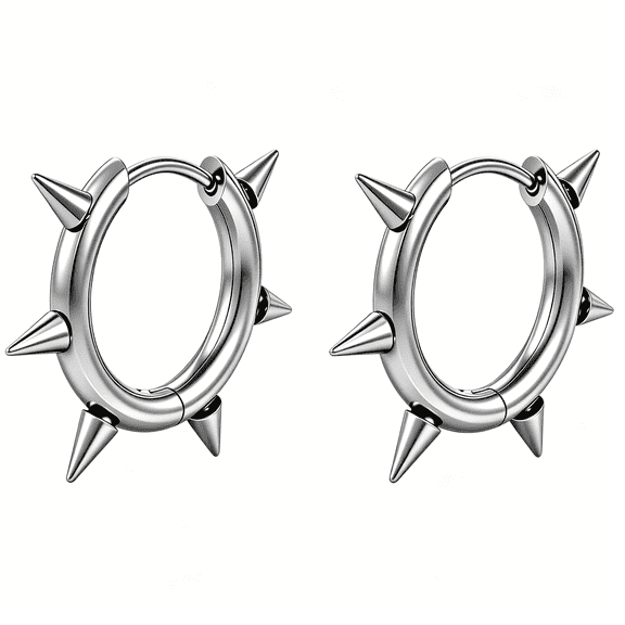 DESIGNICE G23 Titanium Spike Hoop Earrings 18G Small Huggie Hoop Earring 8Mm/10Mm/12Mm Cartilage for Mens Womens for Multiple Piercing Punk Spiky Jewelry