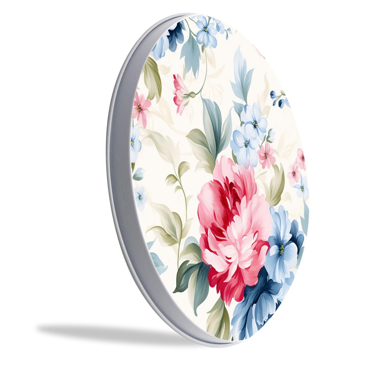 Metal Stove Burner Covers 4 Pcs Metal Round Stove Burner Covers 8Inch And 10Inch ,Pink Rose & Blue Flower Floral image, for Home Decor Cooktop Decorative