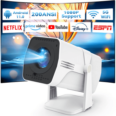 [Built in Apps] GCZ Projector 4K 1080P Support, Smart Projector with WiFi and Bluetooth for Home/Outdoor/Party, Max 250" Displayed Support