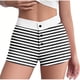 thumbnail image 1 of Pantalones cortos de pijama ajustados de cintura alta con botones y cintura elástica a rayas de verano para mujer, pantalones de poliéster para mujer, 1 of 3