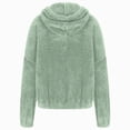 thumbnail image 4 of Staki Girls Fuzzy Sherpa Coat Full Zip Hoodie Fleece Jacket with Pockets Fall Winter Outwear 5-14Y(Mint Green,7-8 Years), 4 of 6