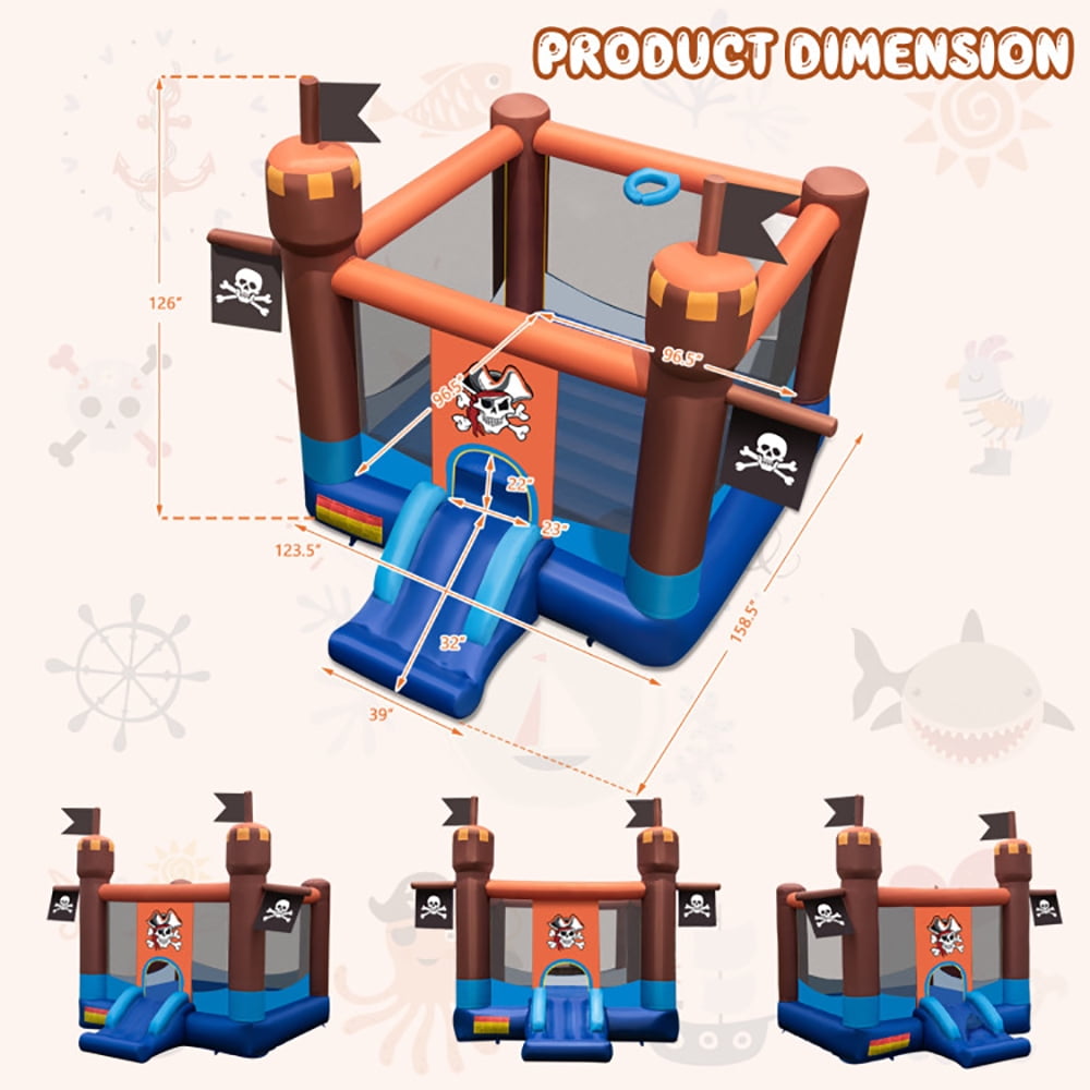 Aimee Lii Pirate-Themed Inflatable Bounce Castle with Large Bounce Area without Blower, Kids Bounce House for 3-10 Aimee Lii Pirate-Themed Inflatable Bounce Castle with Large Bounce Area without Blower, Kids Bounce House for 3-10