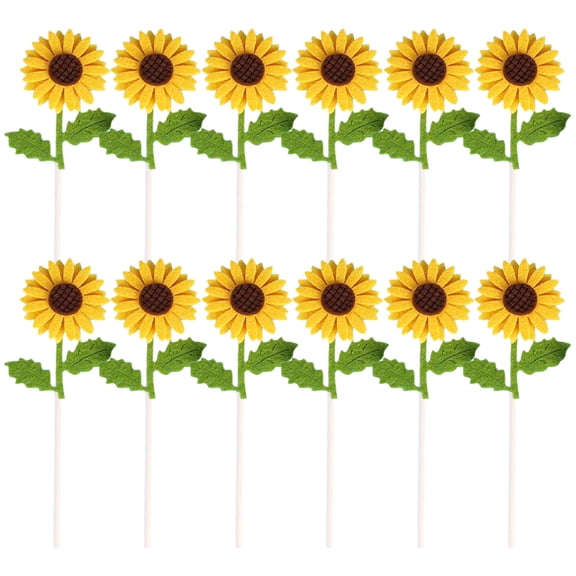 OGITUDE 12pcs Sunflower Cake Picks and Cupcake Toppers for Sunflower Birthday Party Decorations