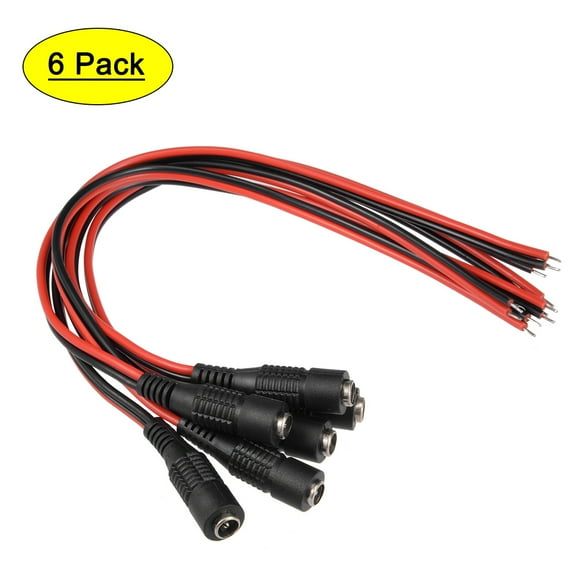 6pcs 5.5mm x 2.1mm Female DC Wire Power Pigtails Adapter Jack Socket Cables