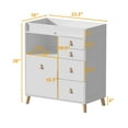 thumbnail image 6 of OXYLIFE 33.5" Baby Changing Table Nursery Dresser with 5 Drawers and Raised Feet, Shelf and Trash Can Storage for Nursery Room,White, 6 of 9