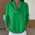 thumbnail image 2 of Cowl Neck Sweaters for Women 2026 Fall Winter Lightweight Long Sleeve Sweater Casual Loose Basic Knit Pullover Tops, 2 of 8