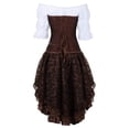 thumbnail image 3 of Grebrafan Blouse Gothique Rétro, Corset en Cuir et Jupe Tutu Ensemble 3 Pcs Femmes 2TG Brun, 3 of 5