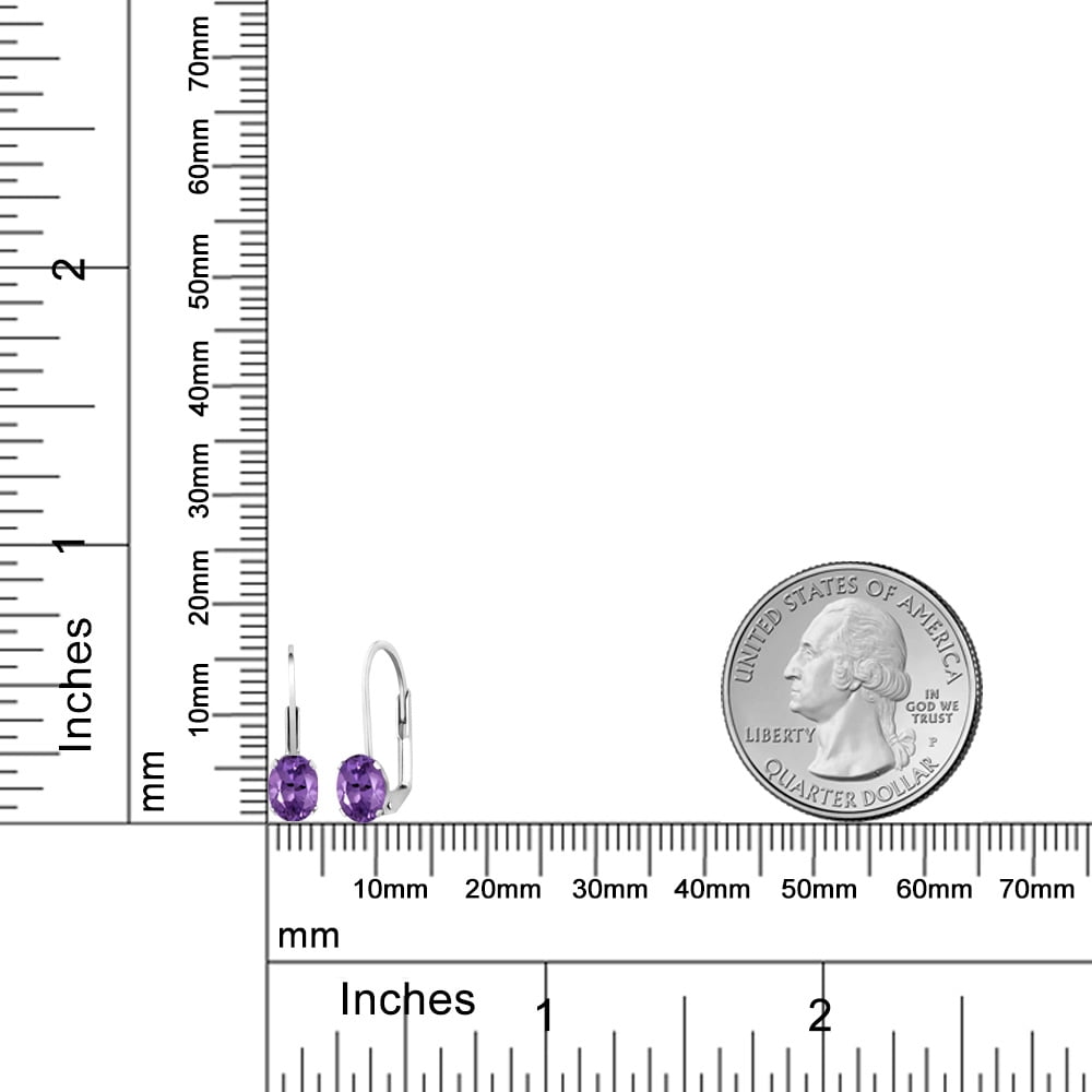 Gem Stone King 925 Sterling Silver Purple Amethyst Earrings for Women (0.90 Cttw, Gemstone Birthstone, Oval 6X4MM)