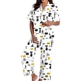 thumbnail image 3 of Womens Pajama Sets Halloween Silk Satshort Sleeve Button Up Top Shorts Comfortable Fall Winter Sleepwear Loungewear Nightwear Nightclothes Homewear, 3 of 7