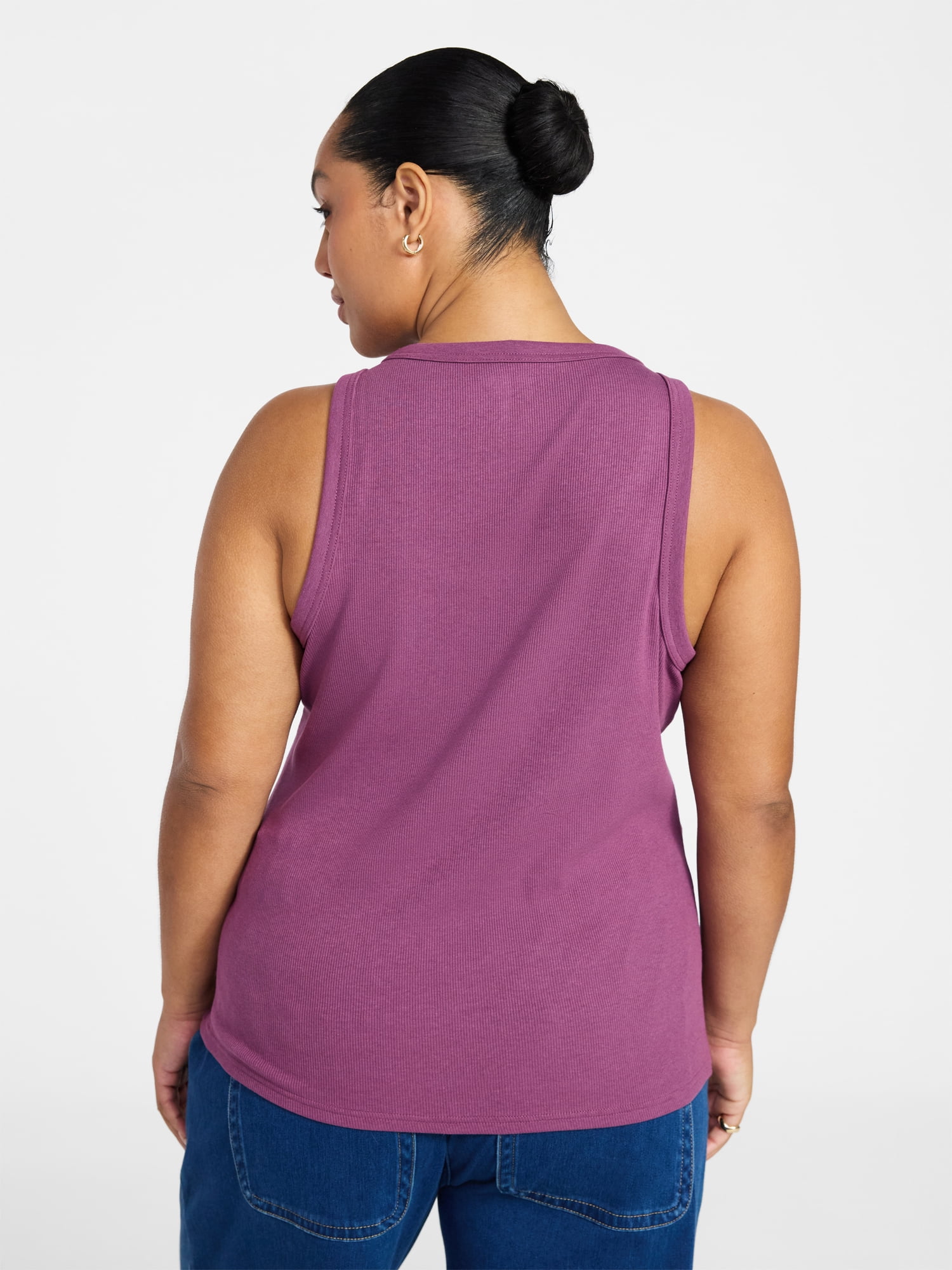 Terra & Sky Women's Plus Sleeveless Ribbed Scoop Neck Tank Top, Sizes 0X-5X