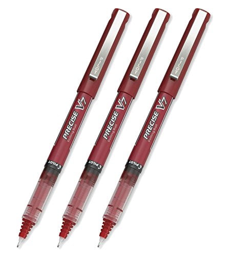 Pilot Precise V7 Stick Rolling Ball Pens, Fine Point, Red 3-PACK(35352)
