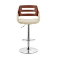 thumbnail image 2 of Armen Living KarterAdjustable Cream Faux Leather and Walnut Wood Bar Stool with Chrome Base, 2 of 6