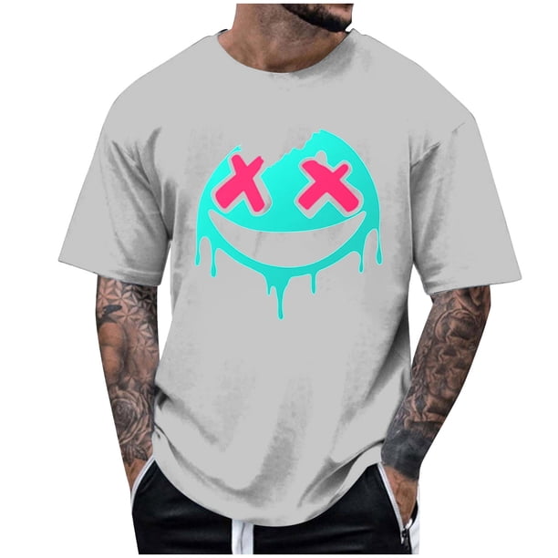 Blusas y camisas de manga corta y cuello redondo para hombre. Blusas/camisetas de manga corta con cuello redondo y estampado de Halloween para hombre. Blusa para hombre.